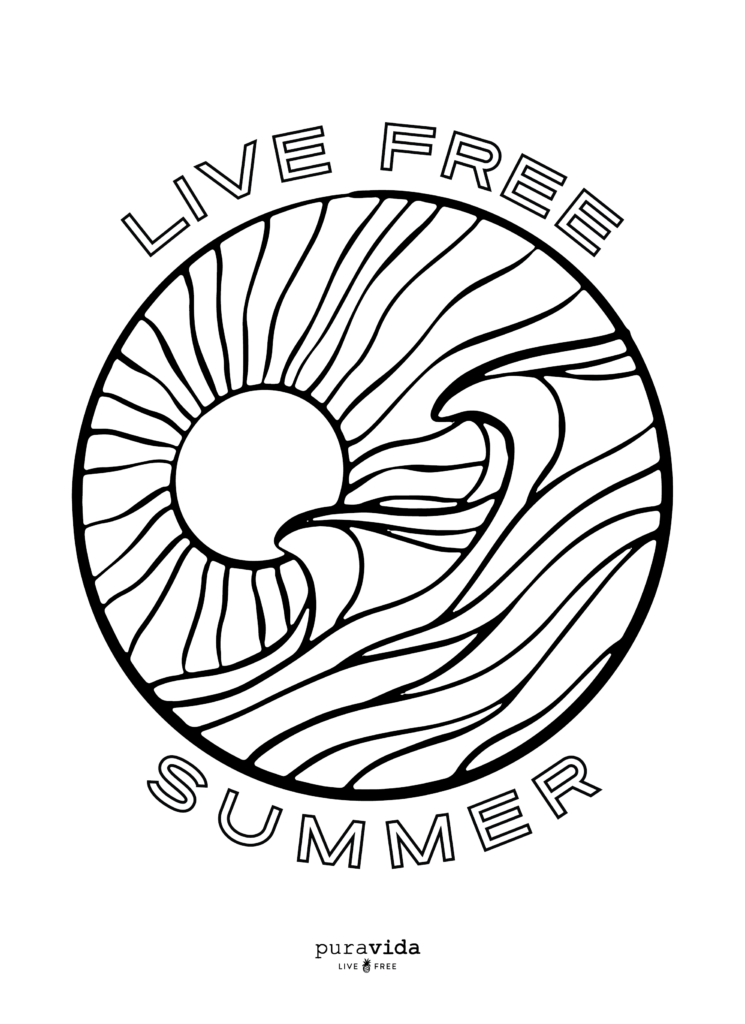 Black-and-white surf wave illustration with live free text