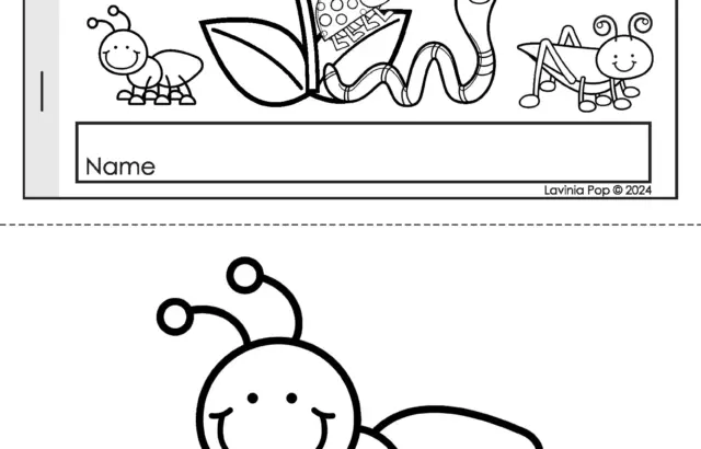 Black-and-white bug coloring worksheet with ants