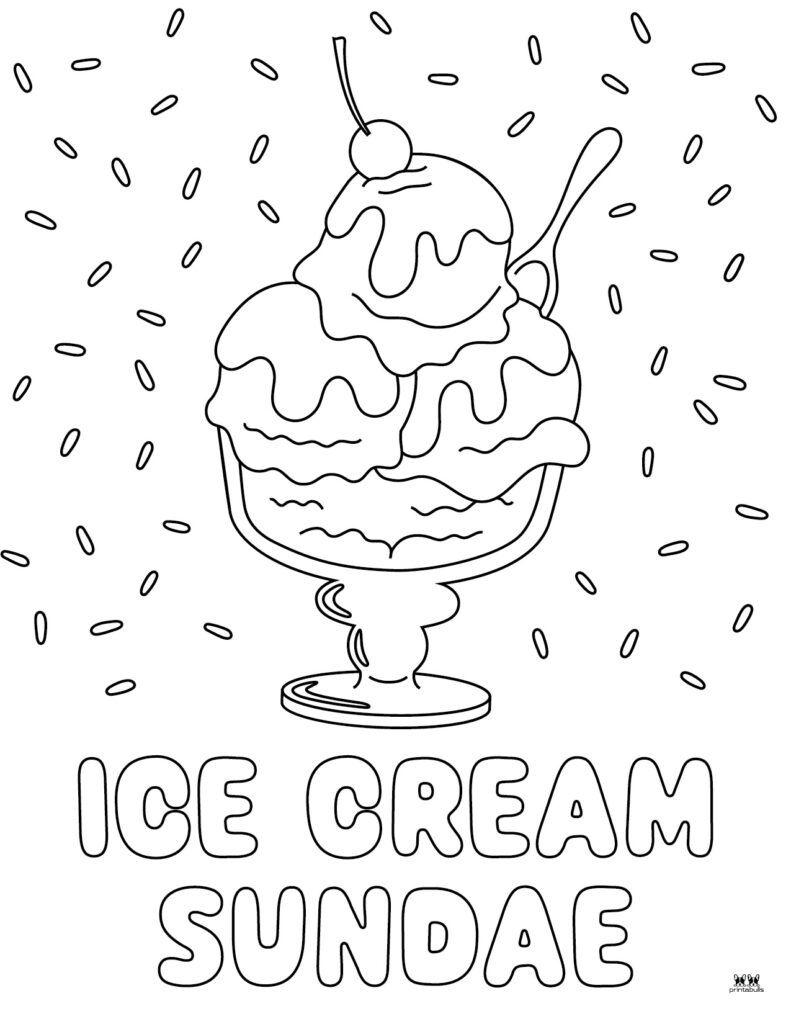 Ice cream sundae coloring page with sprinkles
