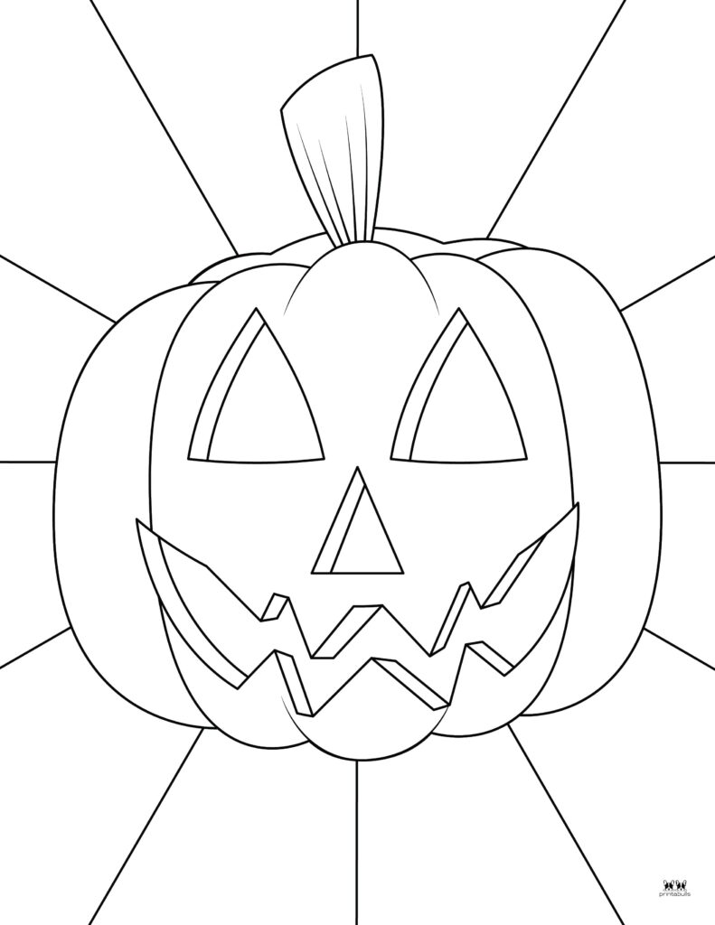 Jack-o'-lantern pumpkin line drawing with sunburst background