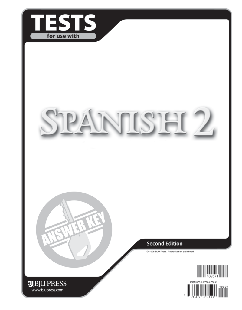 Spanish 2 tests answer key cover page