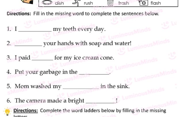 Sh reading worksheet with word bank and sentence blanks