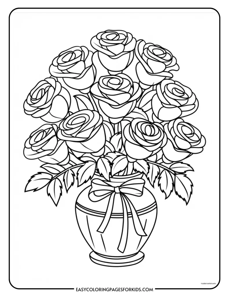 Black-and-white bouquet of roses in a vase