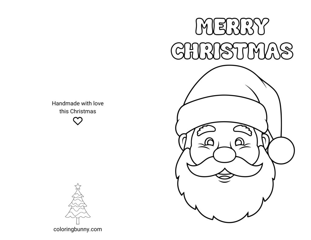 Merry Christmas coloring page with Santa and text