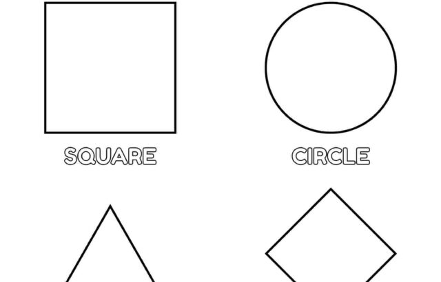 Printable shapes worksheet with square, circle, triangle, diamond