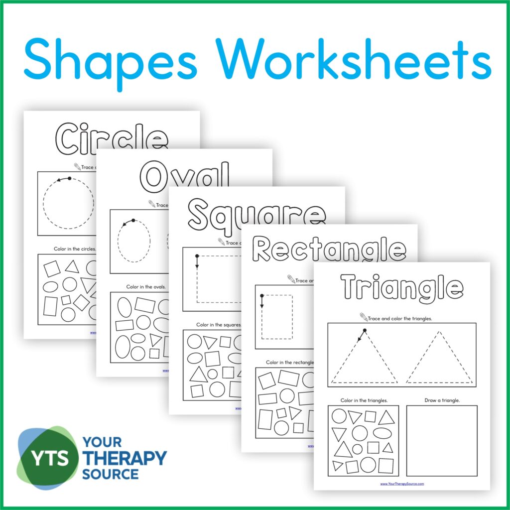 Shapes worksheets with five overlapping tracing pages