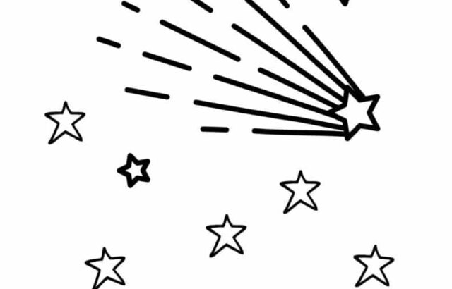 Shooting star coloring page with scattered stars