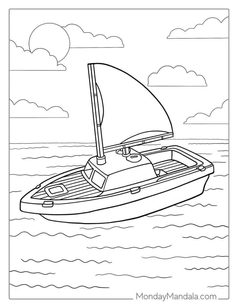 Sailboat on calm water under cloudy sky
