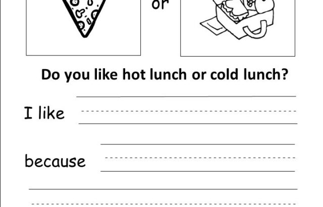 Opinion writing worksheet about hot or cold lunch