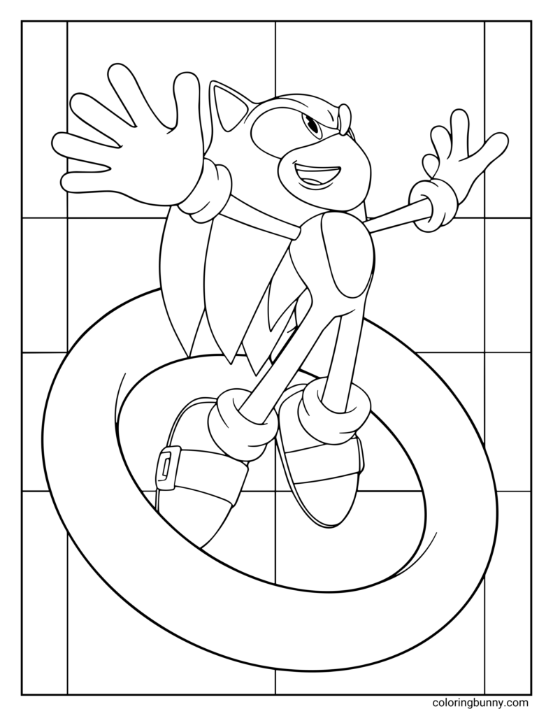Black-and-white cartoon hedgehog waving, in a frame