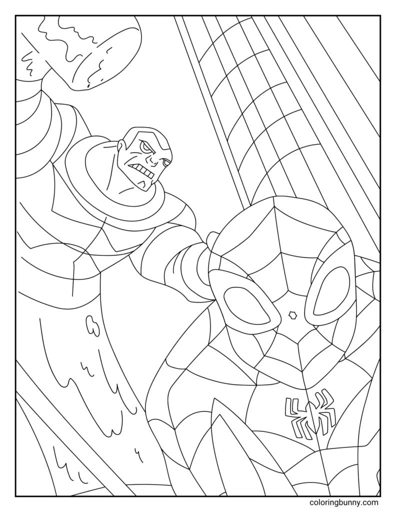 Spider-Man and Hulk coloring page outline art