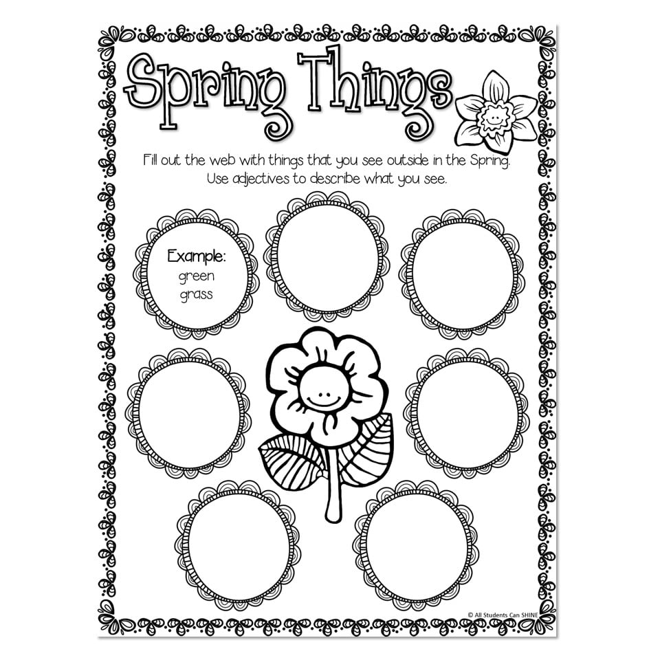 Spring Things worksheet with flower and circles
