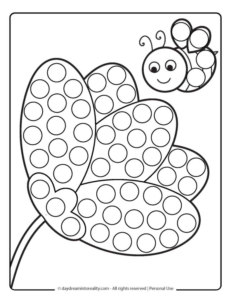 Coloring worksheet with butterfly and blank circles