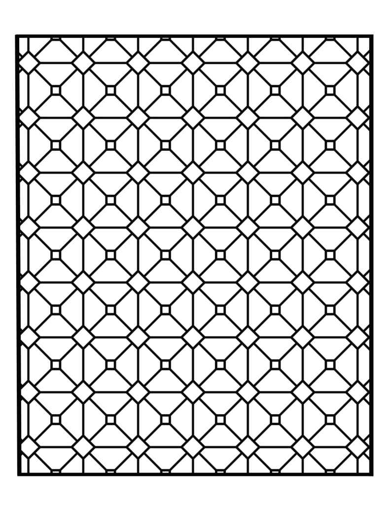 Black geometric lattice pattern on white background