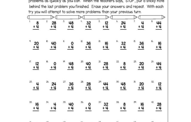 Sticky math division worksheet with clock icon and blanks