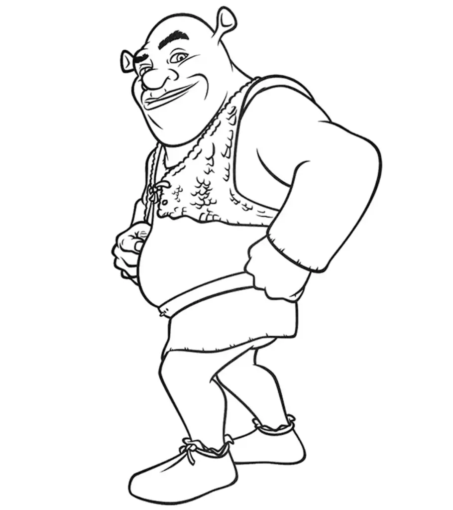 Black-and-white cartoon ogre standing in profile