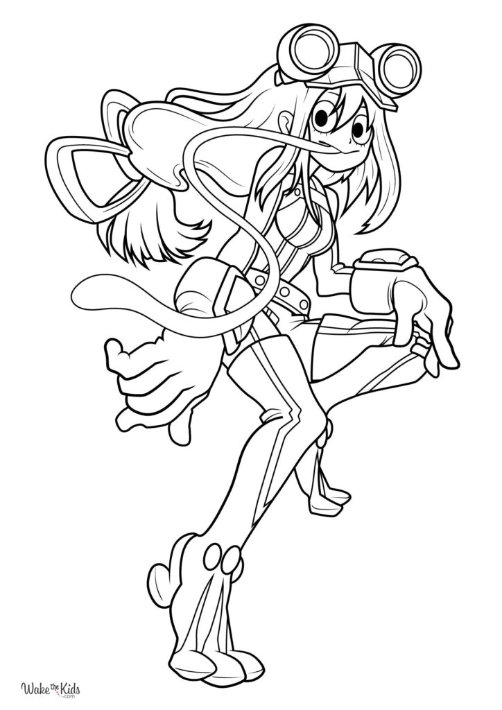 Black-and-white anime-style girl with goggles, posed dynamically