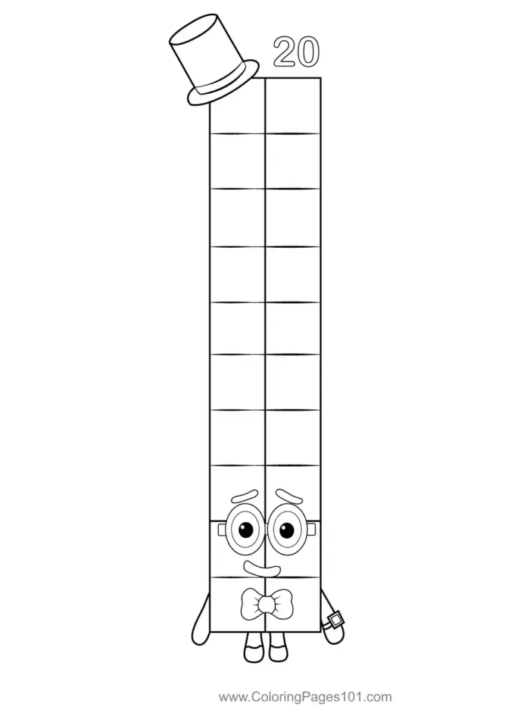 Tall number block character with top hat and bow tie