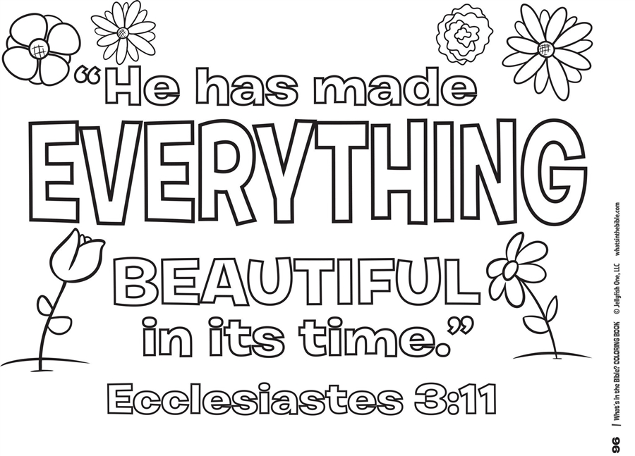 Bible verse quote with outlined flowers and blossoms