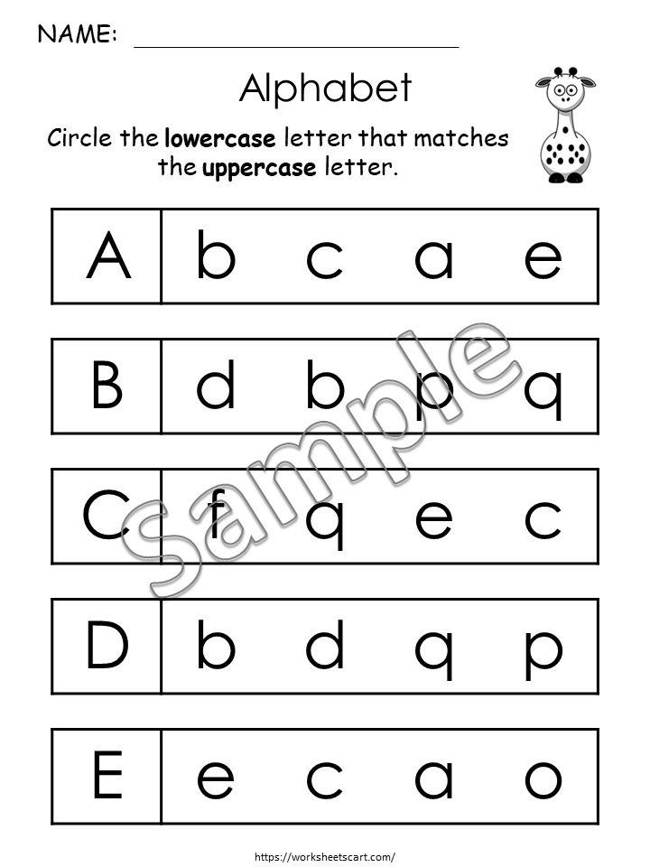 Alphabet worksheet with uppercase and lowercase letters