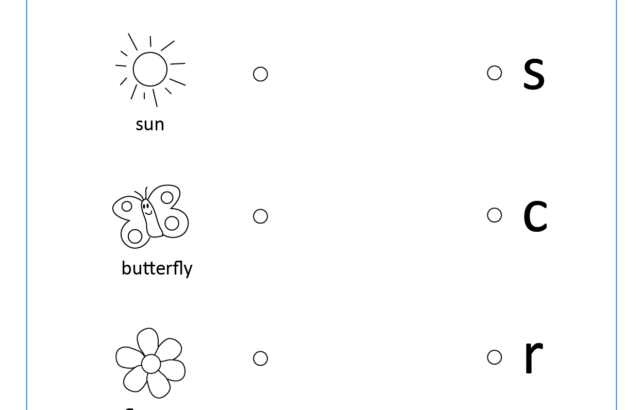 Spring beginning-letter worksheet with pictures and letters