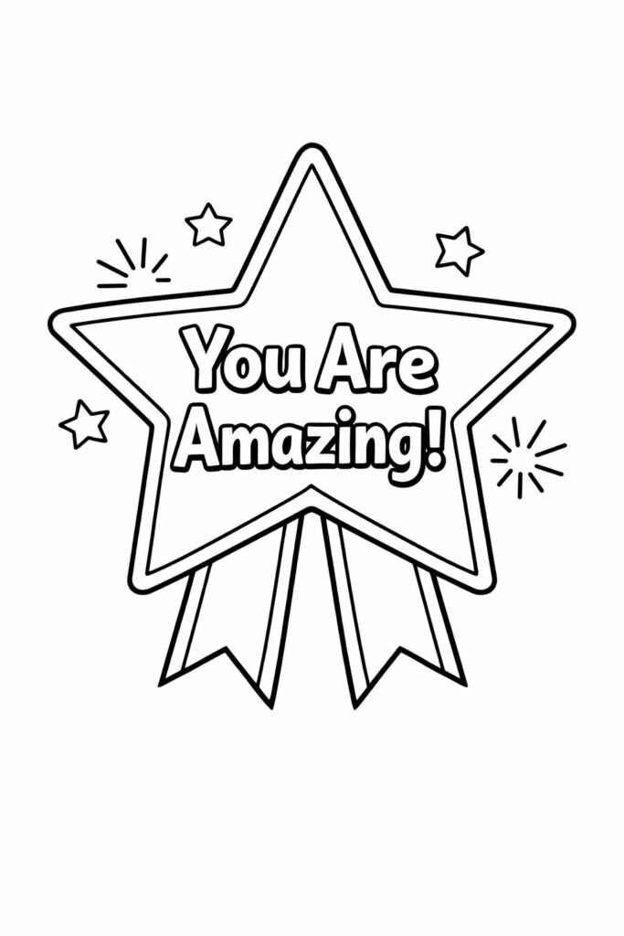 Star-shaped ribbon badge with “You Are Amazing!” text