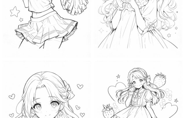 Four cute anime girls in a four-panel layout