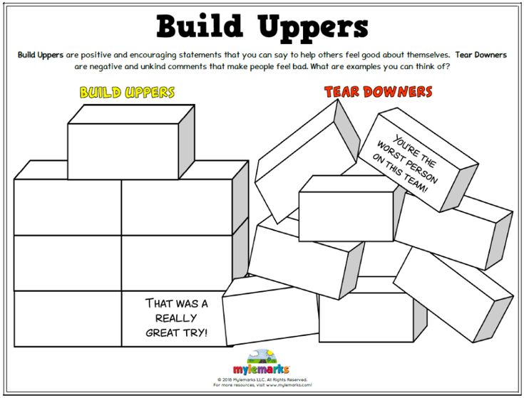 Build Uppers and Tear Downers worksheet with blocks