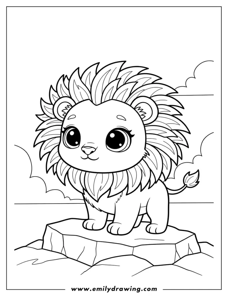 Cartoon lion standing on a rock