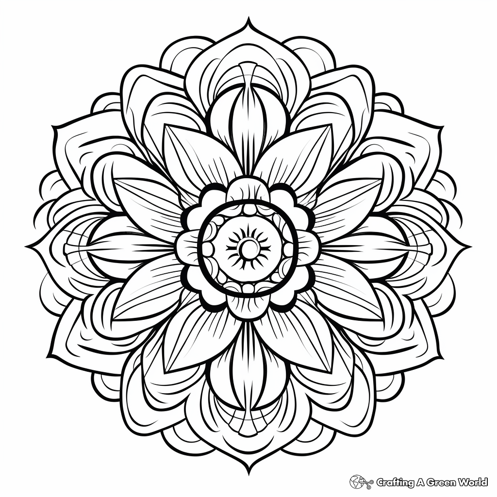 Black and white floral mandala line drawing