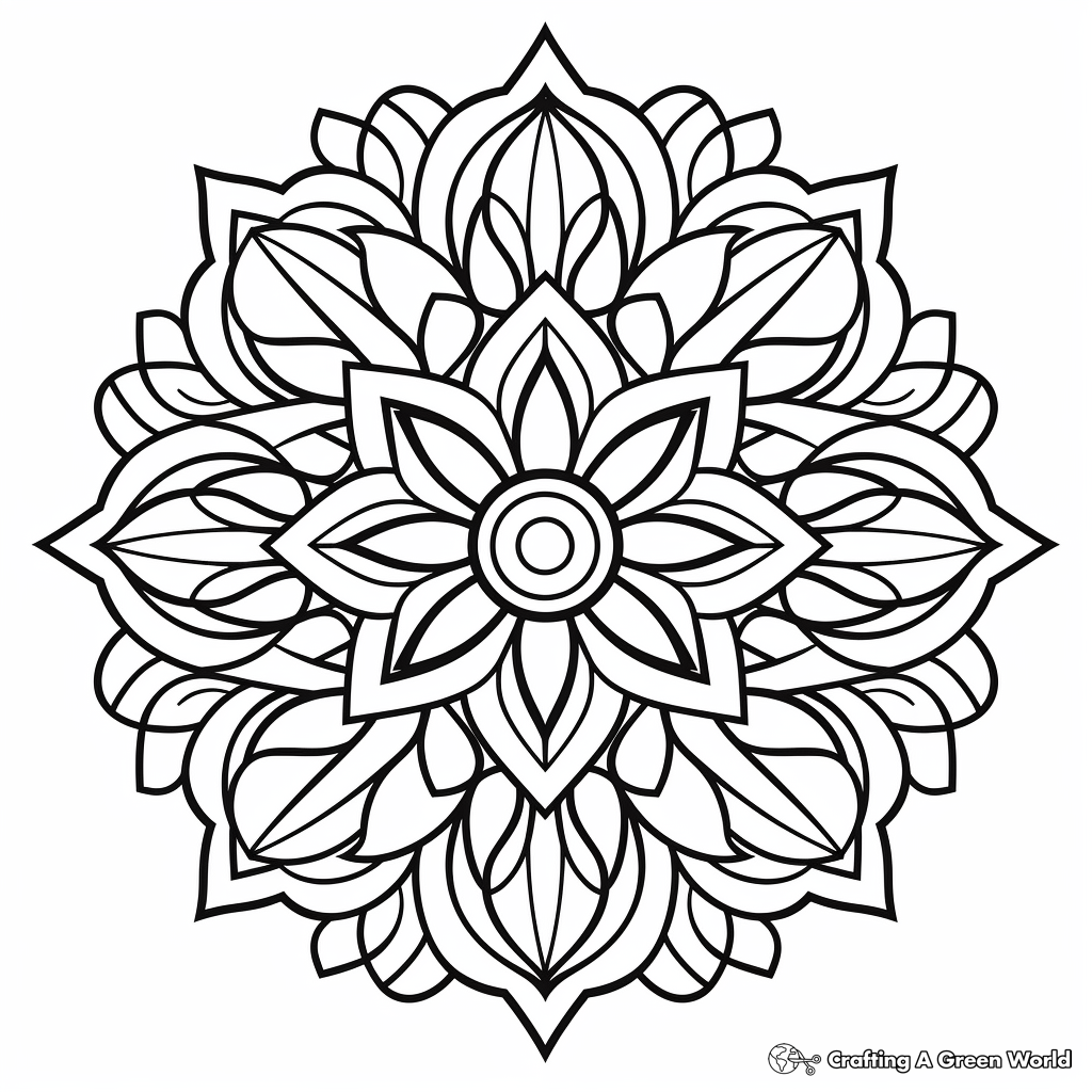 Black-and-white floral mandala design on white background