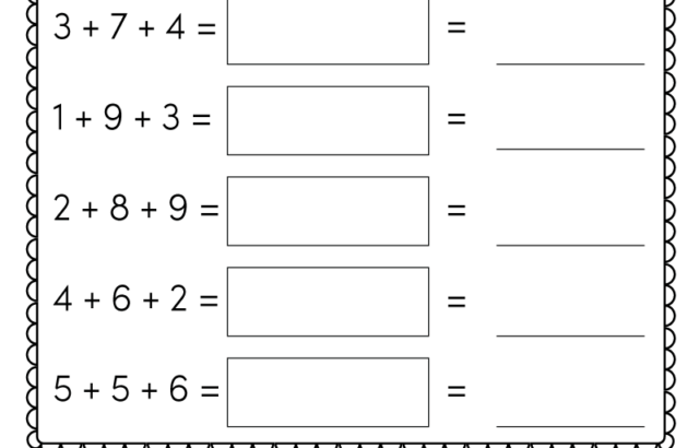 Math worksheet on associative property of addition