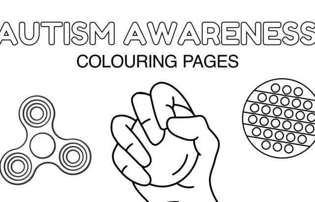 Autism awareness coloring pages with fidget toy drawings