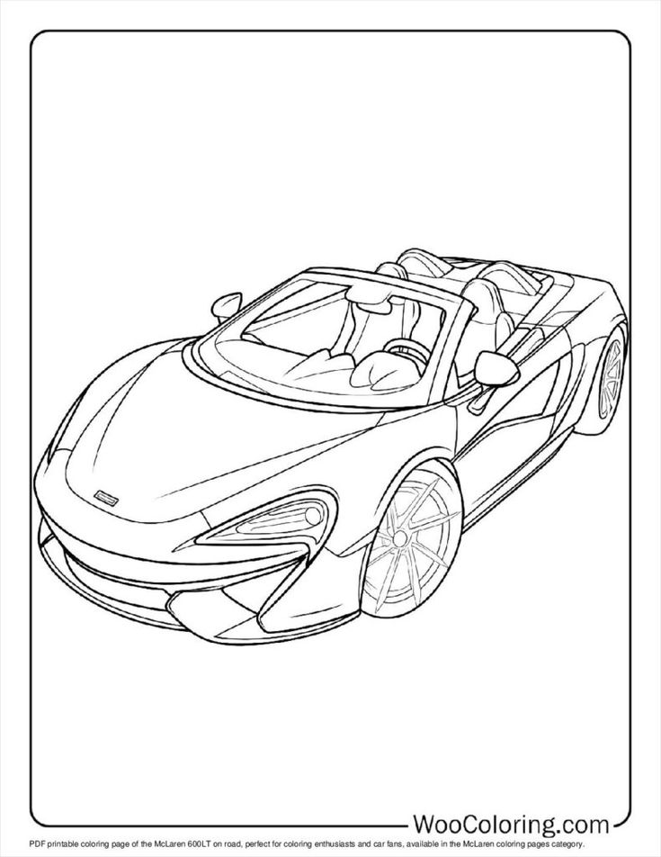 Convertible sports car coloring page with front view