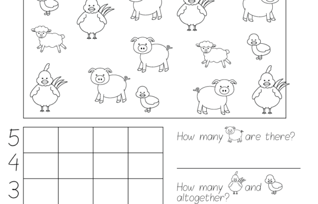 Animal bar graph worksheet with chickens, pigs, and sheep