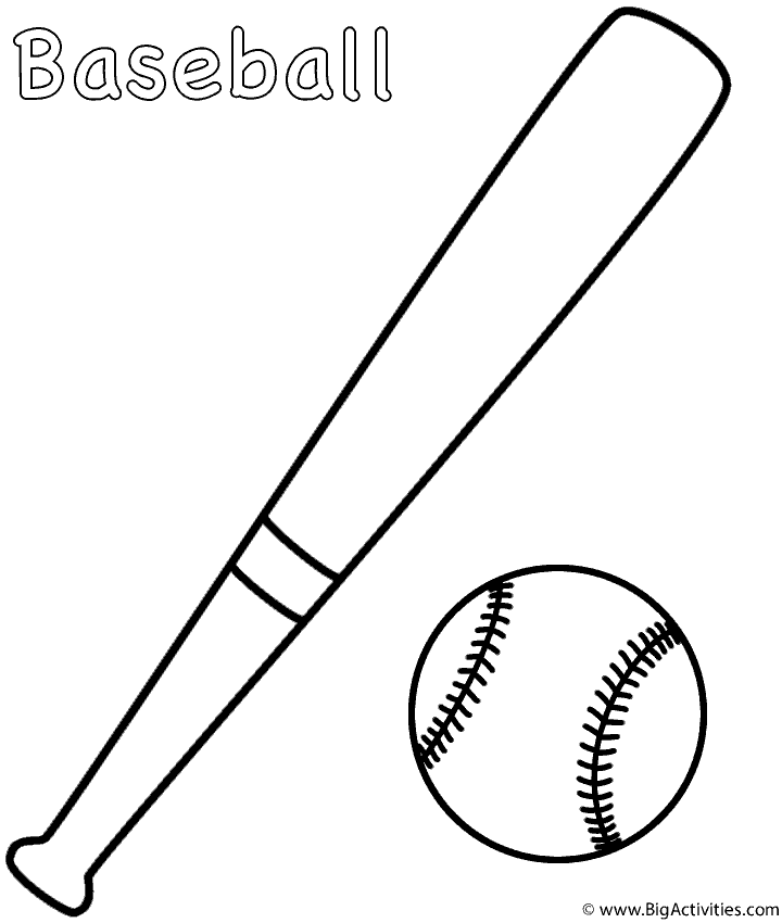 Black outline baseball bat and ball drawing
