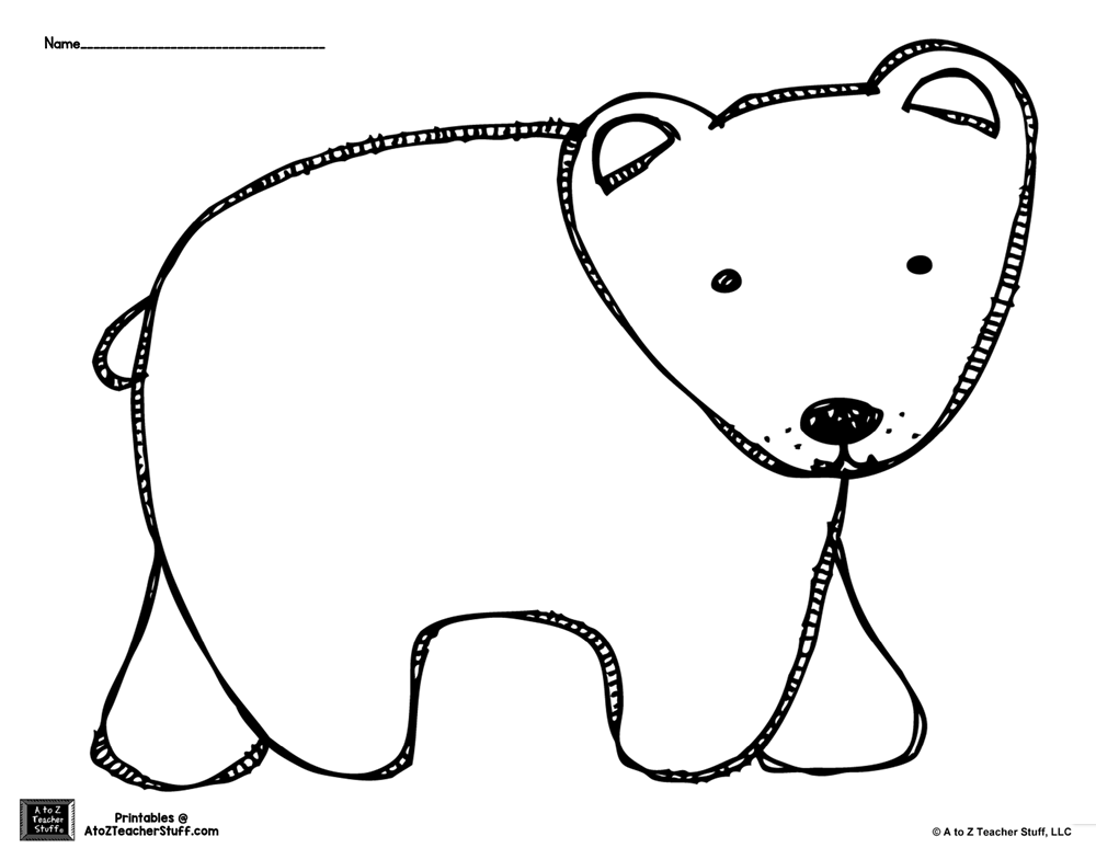 Simple bear coloring page outline on white background