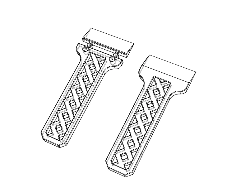 Two outlined razor handles on white background