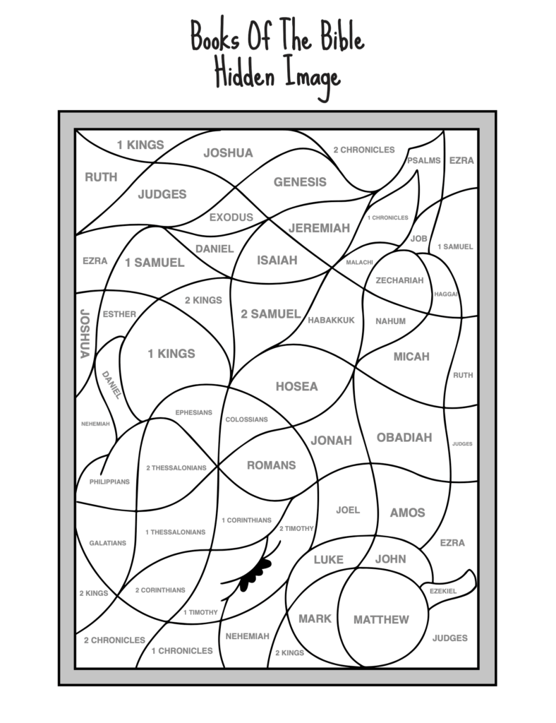 Books of the Bible hidden image puzzle page