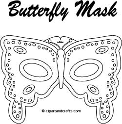 Black-and-white butterfly mask coloring page with symmetrical wings