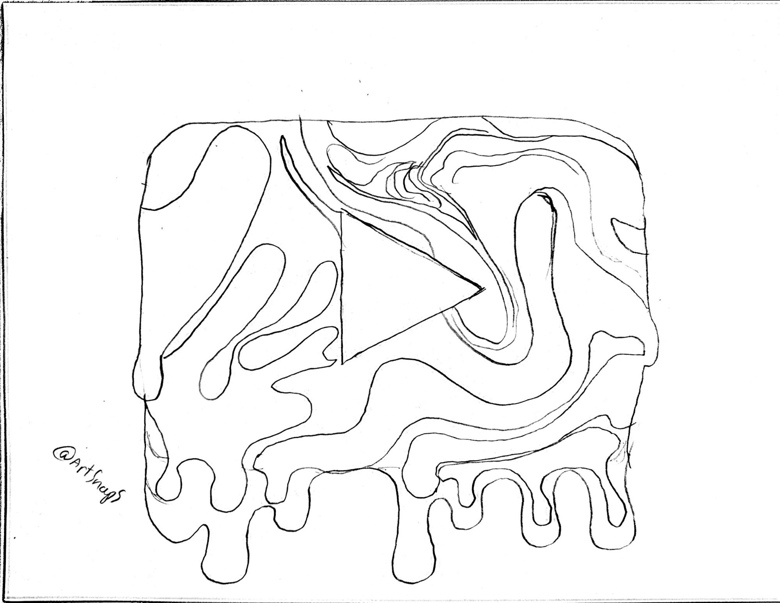 Abstract black line drawing on white background, triangular shape centered