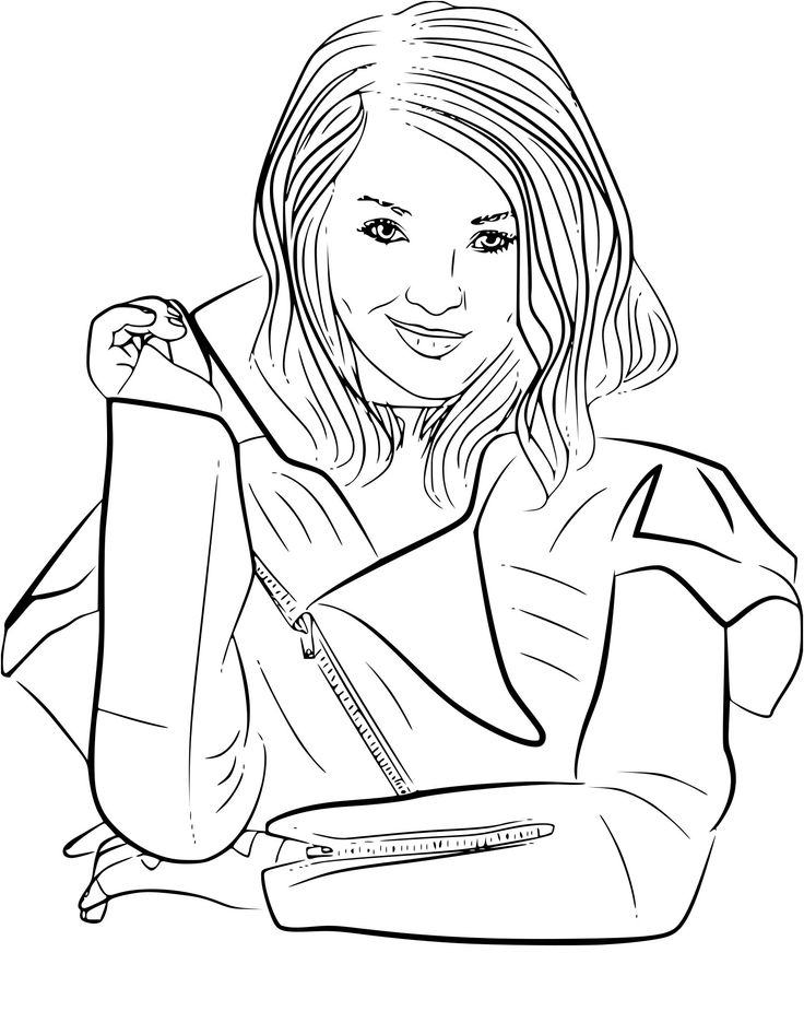 Black-and-white line drawing of a smiling woman with crossed arms