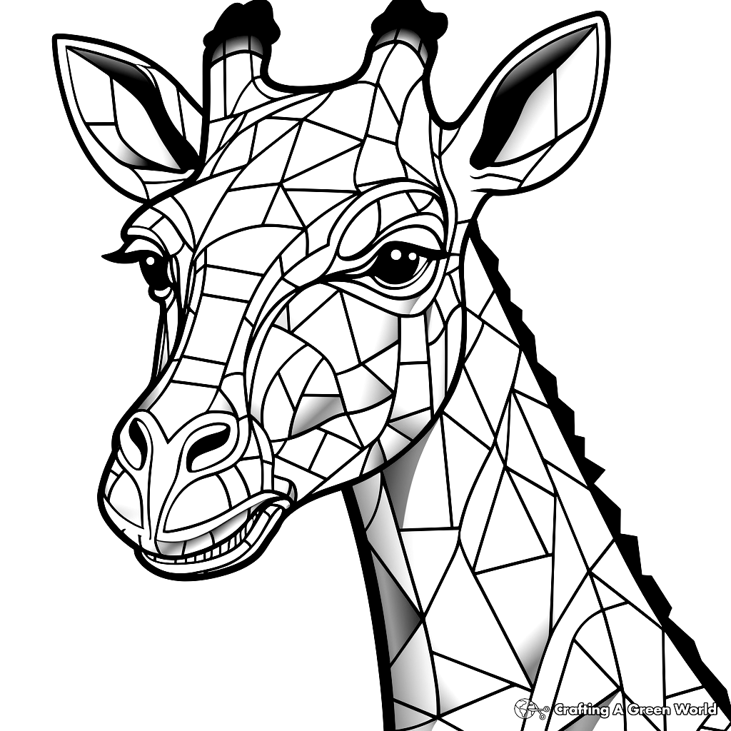 Geometric line-art giraffe head on white background
