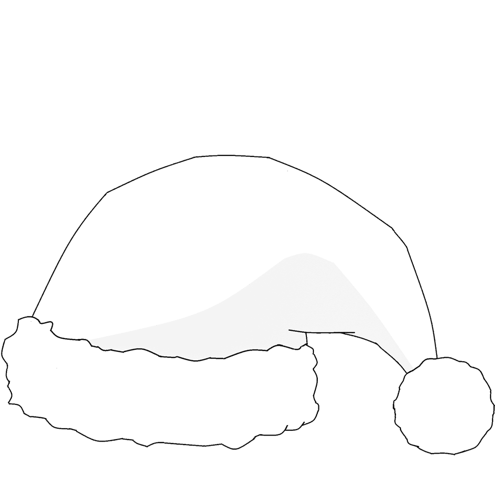 Outline of a Santa hat on white background
