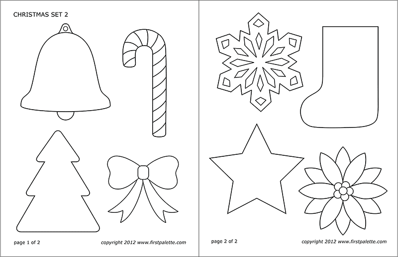 Printable Christmas shape outlines on two pages