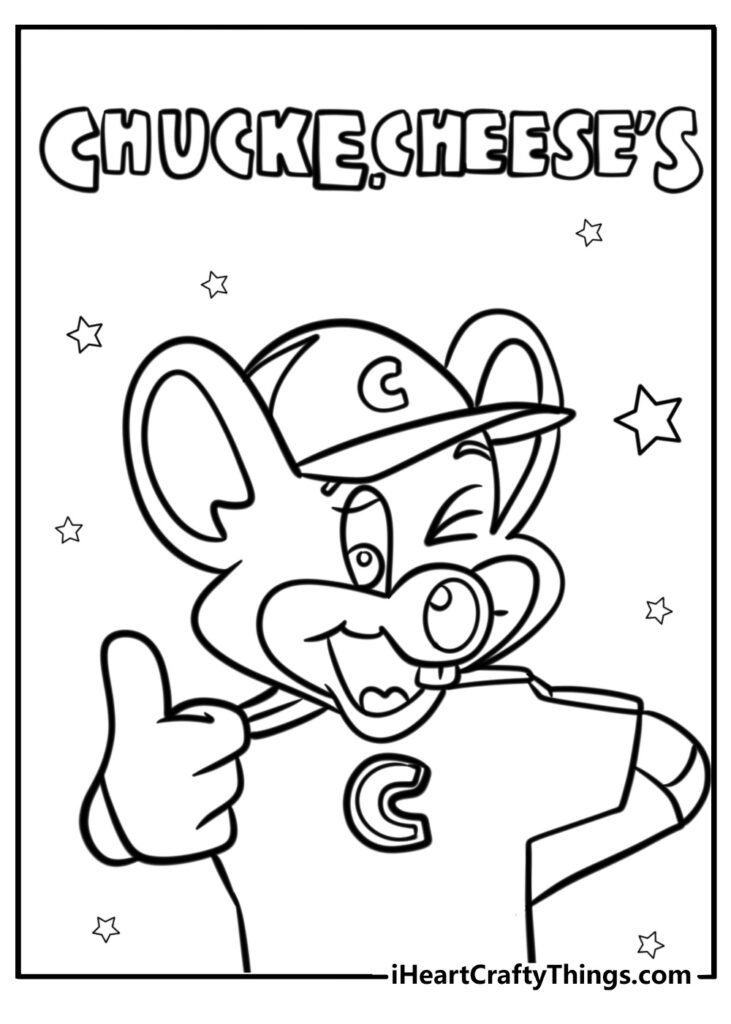 Chuck E. Cheese cartoon mouse with stars