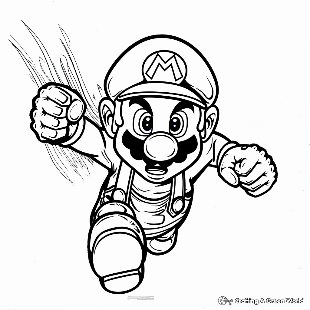 Cartoon plumber running toward viewer, fist raised