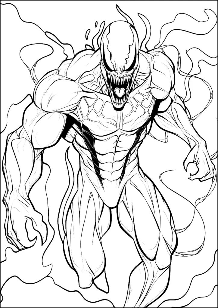 Black-and-white drawing of a monstrous muscular creature