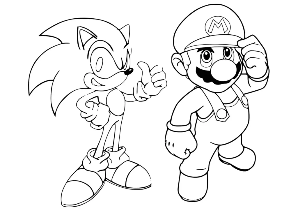 Sonic and Mario giving thumbs-up on white background