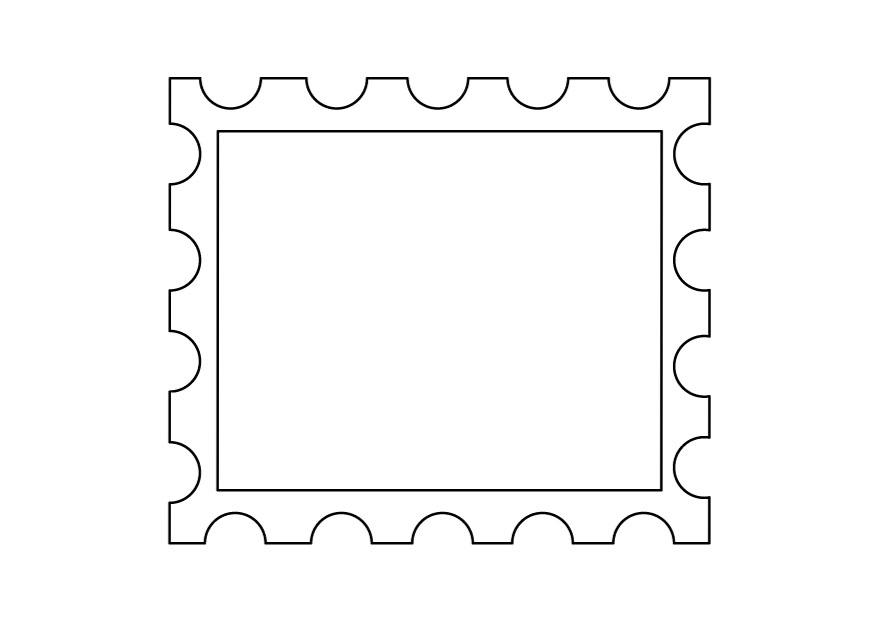 Blank postage stamp border outline on white background